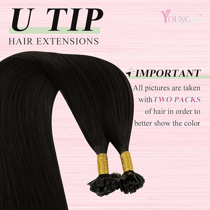 YoungSee U Tip Hair Extensions Brown U Tips Hair Extensions Real Human Hair Darkest Brown 18In 1G/S 50G