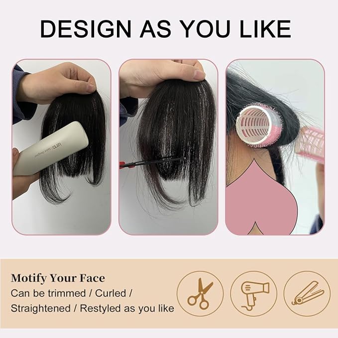 ORIGEN Clip in Bangs Real Human Hair Clip on Wispy Bangs Fringe with Temples Hairpieces Fake Front Bangs Extensions for Women Ash Blonde Color