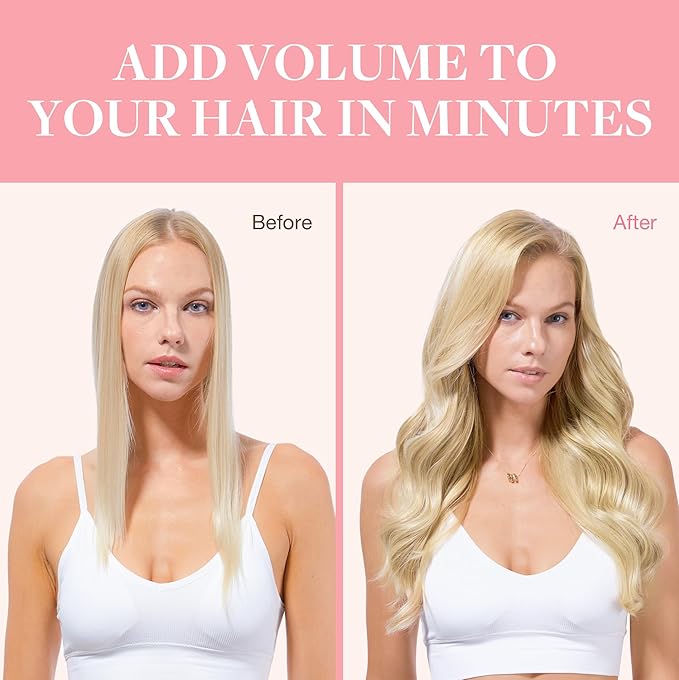 GOO GOO Clip in Hair Extensions Real Human Hair, Remy Human Hair Extensions Clip ins for Women, Natural Human Hair, 16inch 120g 7Pcs, 613R Bleach Blonde