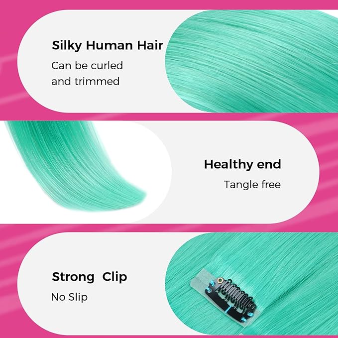 Lashey Green Hair Extensions Real Human Hair 58g 4pcs Straight Seamless Clip in Hair Extensions Human Hair for Black Girls 24 Inch Highlight Colored Clip ins
