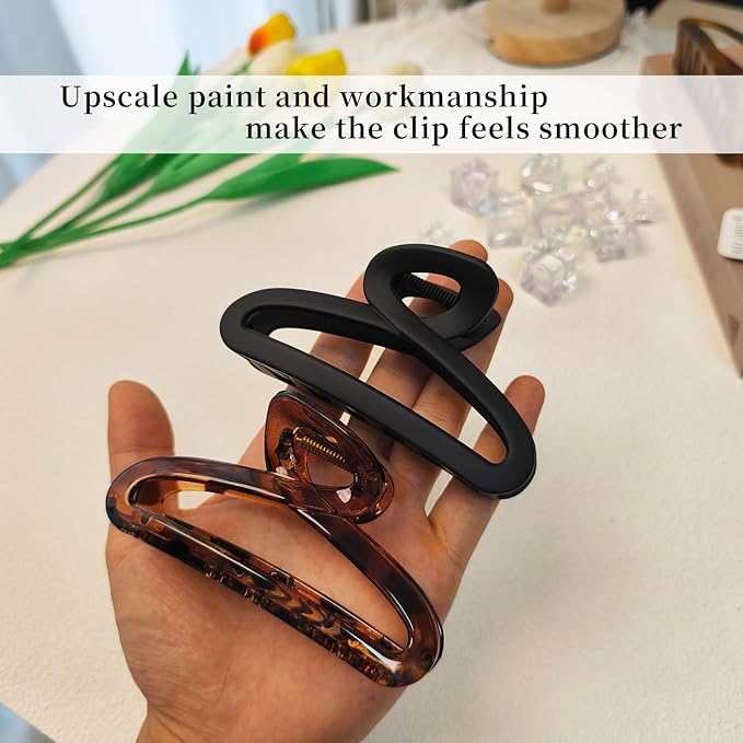 Big Hair Claw Clips, 4.3 Inch Large Non-Slip Unbreakable Hair Clip Claw for Women Thick Curly Long Hair, 2 Pack