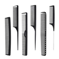 6 Pieces Carbon Fiber Hair Combs Set, General Styling Grooming Combs, Anti Static Heat Resistant Hairdressing Comb, Fine and Wide Tooth Hair Barber Rat Tail Comb