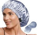 2Pcs Hair Bonnets For Sleeping Satin Bonnet Silk Bonnets For Women Silky Night Caps Womens Curly Hair Sleep Cap