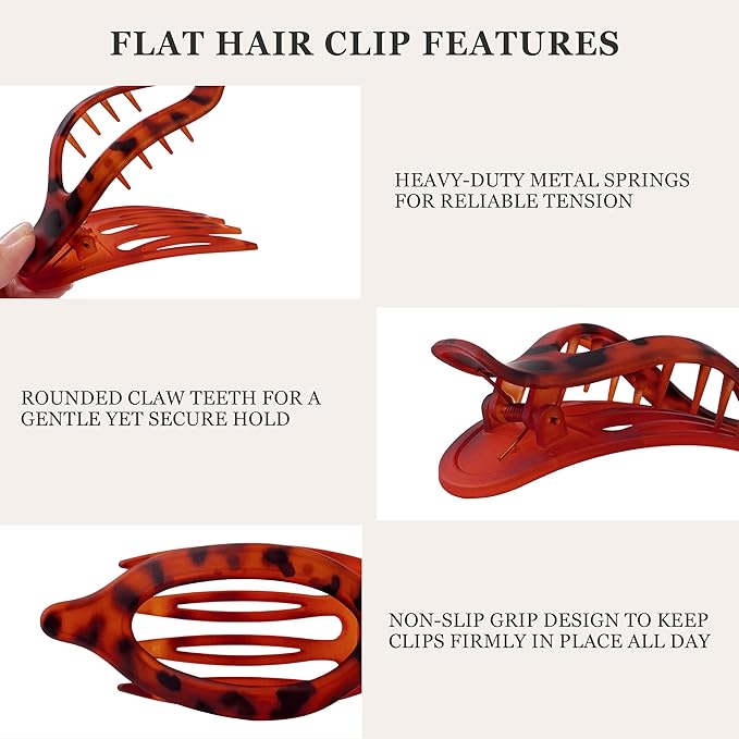 8 PCS Flat Hair Clips for Women French Matte Flat Claw Clips for Thick & Thin Hair No-Slip Hair Barrettes, Strong Hold Styling Accessories