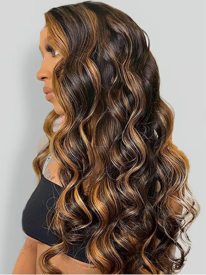 YIROO Bye Bye Knots Pre Everyting Glueless Wigs Highlight Balayage Brown Body Wave Put on and Go 7x5 Pre Cut Lace Front Wig Invisible Knots Pre-Bleached Pre Plucked Ready to Go 150% Density 24inch