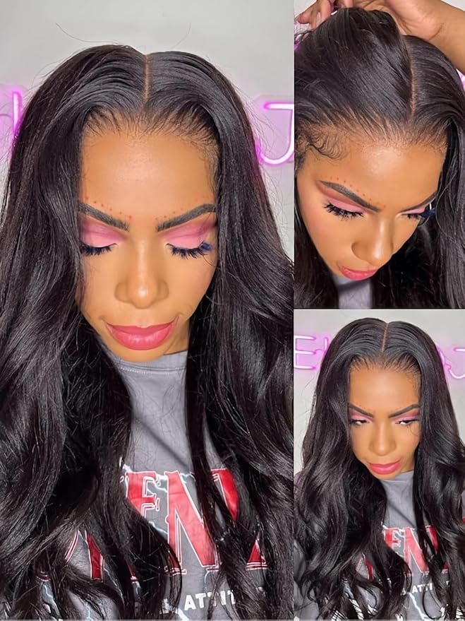 Julia Hair Yaki Straight Pre Cut HD Lace Closure Wigs Human Hair with Elastic Drawstring Glueless Wig Human Hair 7x5 Lace Front Bye Bye Knots Wig Pre Plucked Bleached Knots Natural Hairline 26 Inch