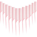 Leinuosen 10 Pcs Rat Tail Comb Styling Carbon Heat Resistant Anti Static Teasing Comb for Back Root Tease Adding Volume Evening Styling(Pink)