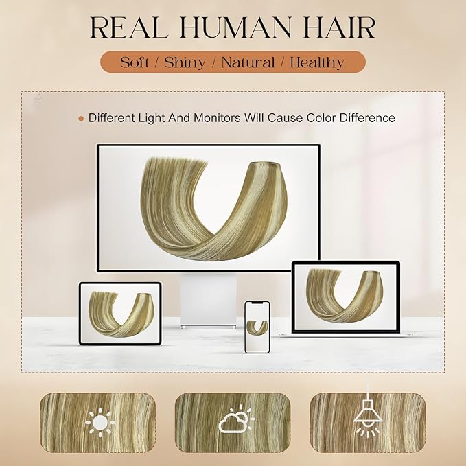 Clip in Hair Extensions Real Human Hair 18Inch 8pcs 100g Seamless Balayage Blonde Hair Extensions Clip Ins Double Weft Light Blonde Highlight Golden Blonde Invisible Straight Remy Human Hair for Women