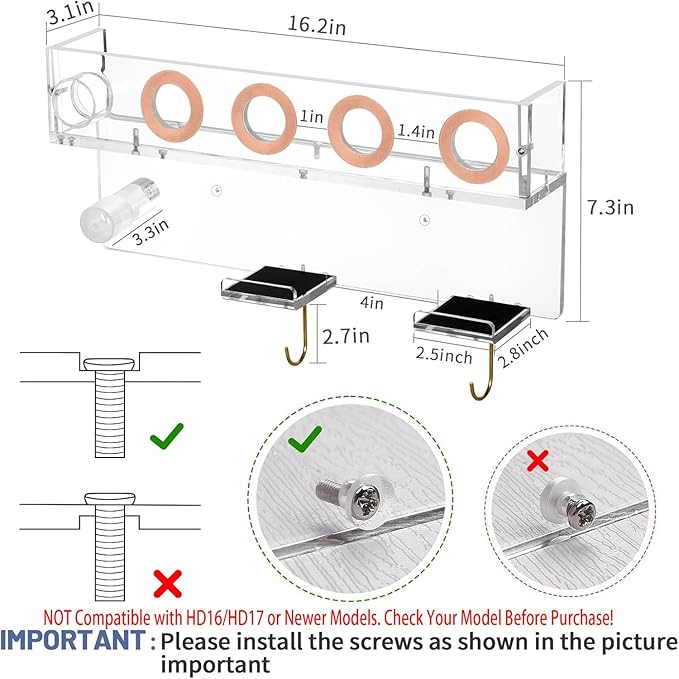 Wall Mount Holder Compatible with Dyson Airwrap Styler Supersonic Hair Dryer, Organizer for Storage Attachments, Rack with Hooks for Accessories Nozzles Barrels Brushes