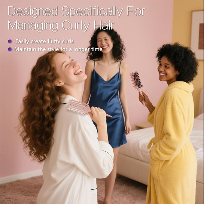 Curly Hair Brush,Curl Defining Brush for Effortlessly Defined Curls & Waves,Vented Hair Brush for Wet & Dry Hair,Women and Men,Reduces Frizz (Beige) ASIN B0FB93H4MR