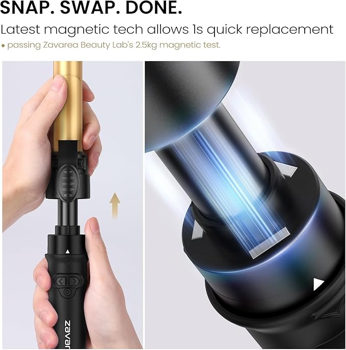 Rotating Curling Iron 3 in 1 Set, Automatic Curling Wand with 3 Interchangeable Ceramic Barrels(0.75" - 1.25"), Instant Heating Hair Culer with 5 Adjustable Temp, Include Heat Resistant Glove & Clips