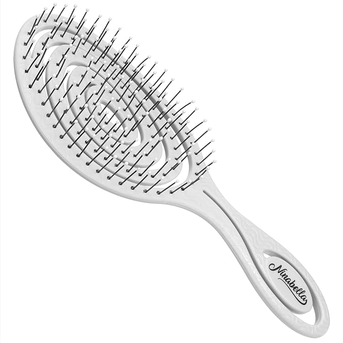 Ninabella Spiral Hairbrush - Detangle Hair Brush - For Brushing Wet or Blow Dry Hair - Detangler Vent Brush - Gray
