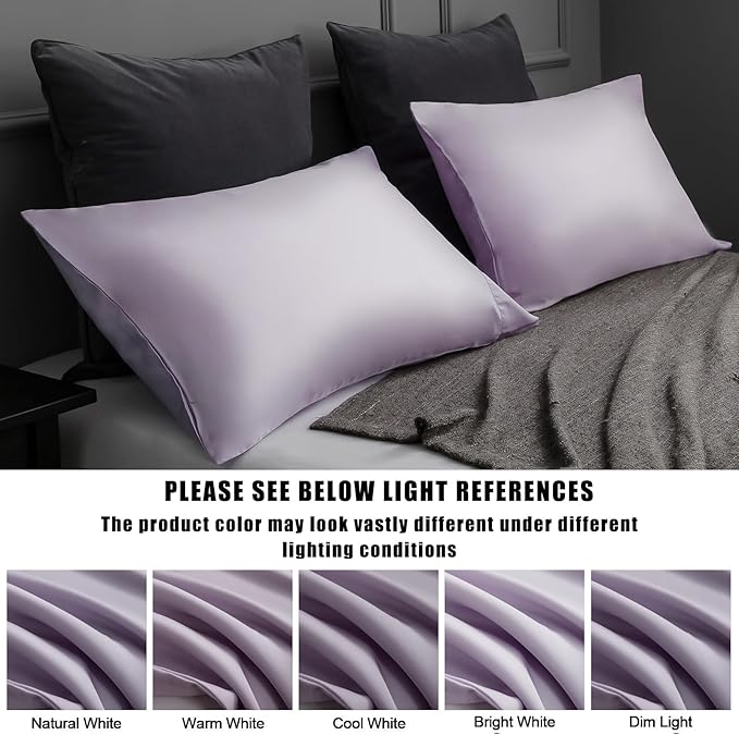 TELUS Pillow Cases Queen Size 2 Pack, Bamboo Rayon Cooling Pillowcases with Envelope Closure, Cool Breathable Pillow Case for Hot Sleepers & Night Sweats, 20x30 inch, Purple