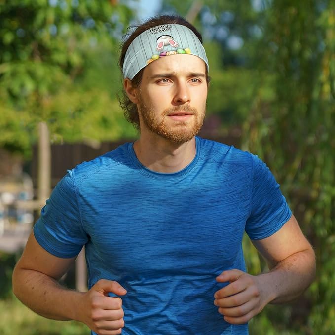 Easter Bunny & Eggs Style Sports Headband for Men Women Moisture Wicking Sweatband for Basketball, Running, Gym