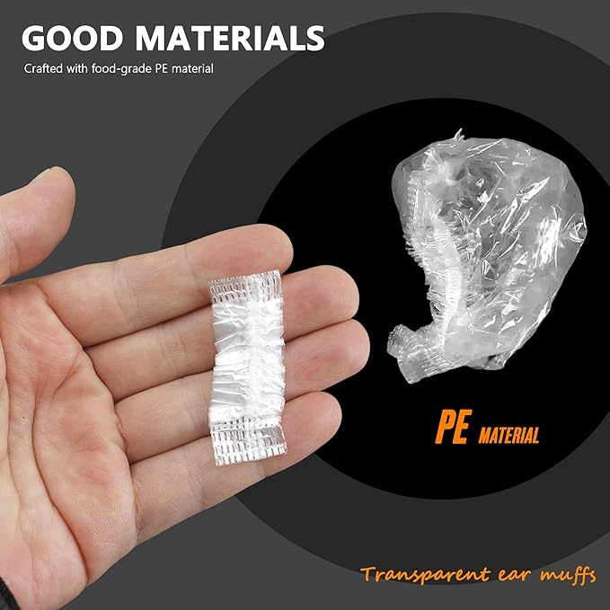 200Pcs Clear Disposable Ear Covers Waterproof Ear Covers Protectors for Hair Dye, Shower, Bathing Hair Dye Spa Salon Beauty Treatments