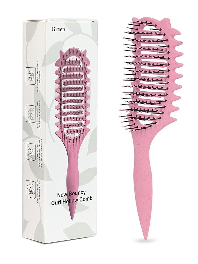 Curl Defining Brush for Curly Hair, 2025 Vented Detangling Brush for Wet, Curl Styling Brush for Women, Less Pulling, Defines & Shapes, Great Gift for Curly Hair Women (Pink)