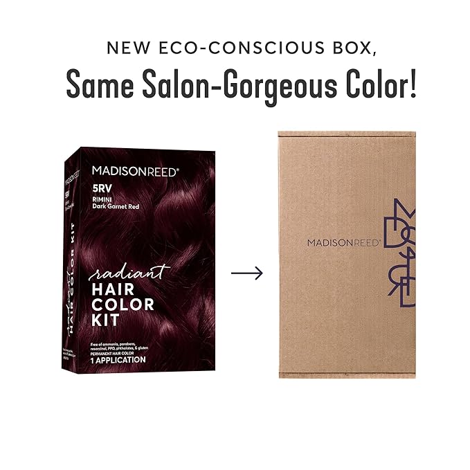 Madison Reed Radiant Hair Color Kit - 5RV Dark Garnet Red with Vibrant Red Violet Tones (Rimini Garnet) Vivid Color Permanent Hair Dye, PPD-Free & Ammonia-Free, 1 Pack