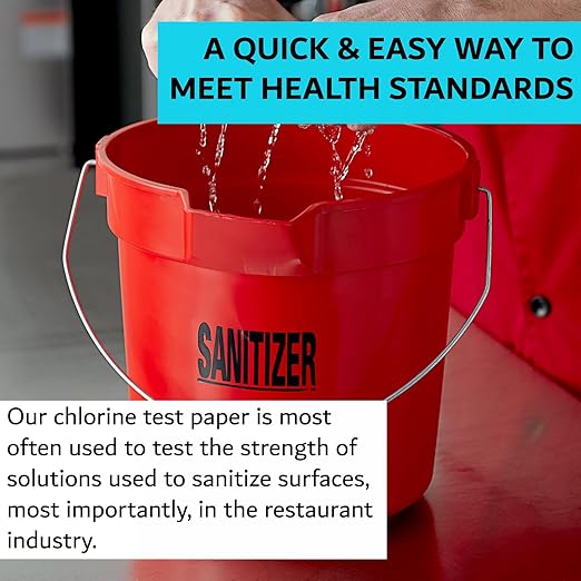 Chlorine Test Strips for Restaurants & Food Services, 4 x Vial of 100 Sanitizer Testing Kits, Precise Bleach Test Strips, 0-200 PPM Testing Kit for Sanitizing Solutions by FryOilSaver Co. FMP 142-1362