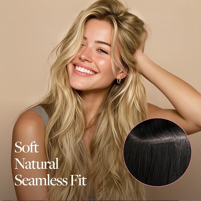 GOO GOO Genius Tape in Hair Extensions, Hand Tied Tape Weft, 16/22 Light Blonde Highlighted Golden Blonde, 18inch 50g 20pcs, Remy Human Hair, Seamless Invisible Tape, Natural Blend, Lightweight