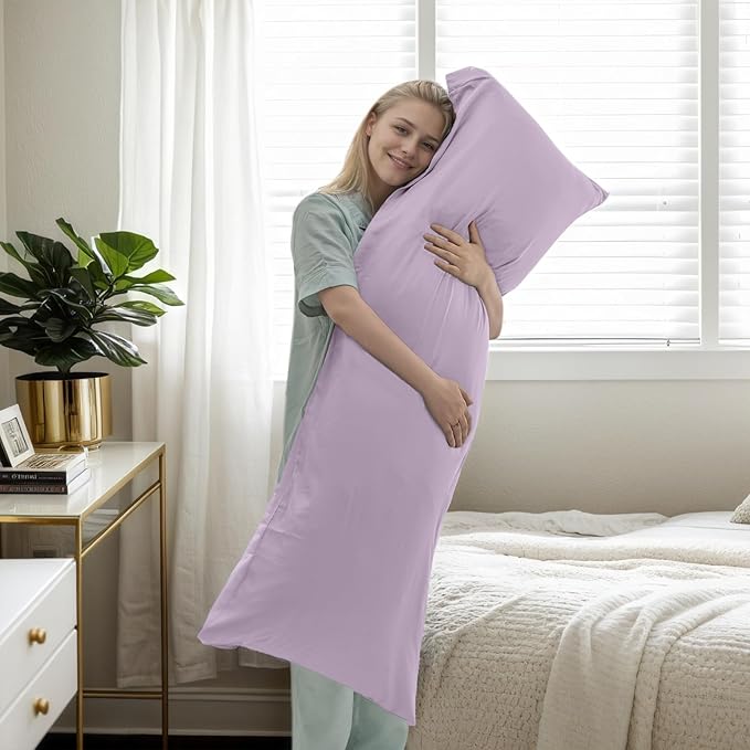 TELUS Body Cooling Pillow Cases Cover, Bamboo Rayon Pillowcases with Zipper Closure, Cool and Breathable Pillow Cover for Hot Sleepers and Night Sweats, 20x54 inches, Purple