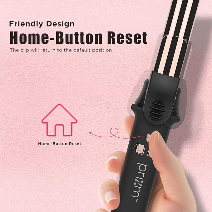 Prizm Nano Titanium Automatic Rotating Curling Iron 1 Inch Worldwide Dual Voltage Curling Wand 11 Temperature Hair Iron Effortless Curls Spinning Barrel LCD Display Negative Ions 360° Swivel Cord