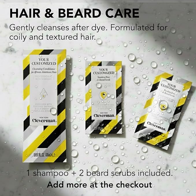 Reusable Hair & Beard Dye System for Men – Up to 5 Uses | 7-Minute Natural-Looking Gray Coverage | No-Drip Cream with SkinArmour® – Cleverman (Jet Black for Black Men)