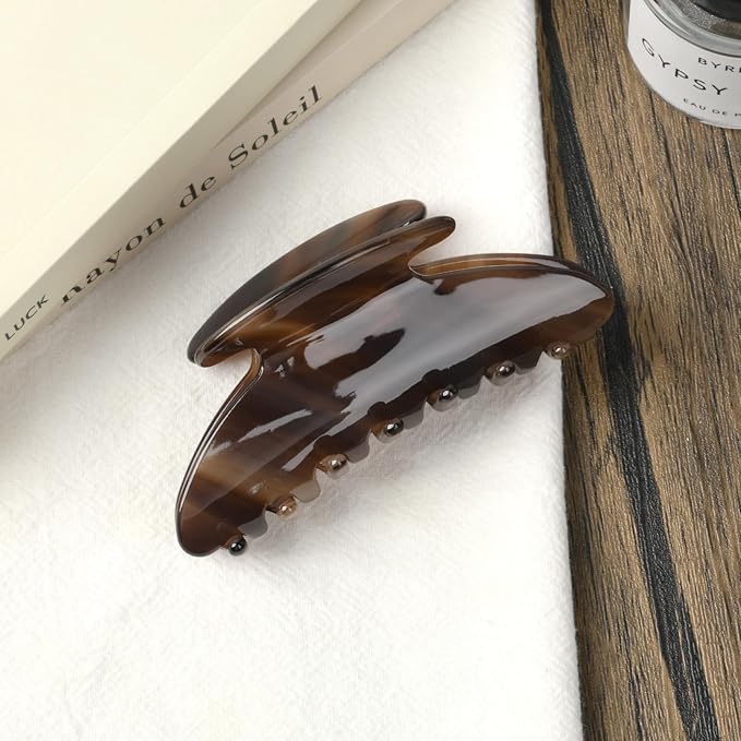 French Hair Clips Brown Large Hair Claw Clips for Thick Hair Women Girls Tortoise Jaw Clips Strong Hold Durable French Banana Clip Accessories