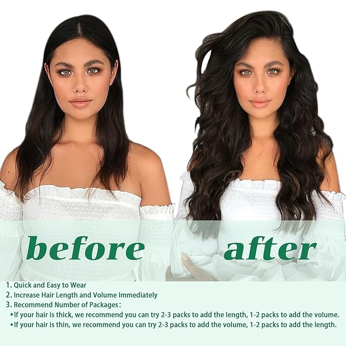 GOO GOO Clip in Hair Extensions Real Human Hair, Remy Human Hair Extensions Clip ins for Women, Natural Human Hair, 20inch 120g 7Pcs, 2 Dark Brown