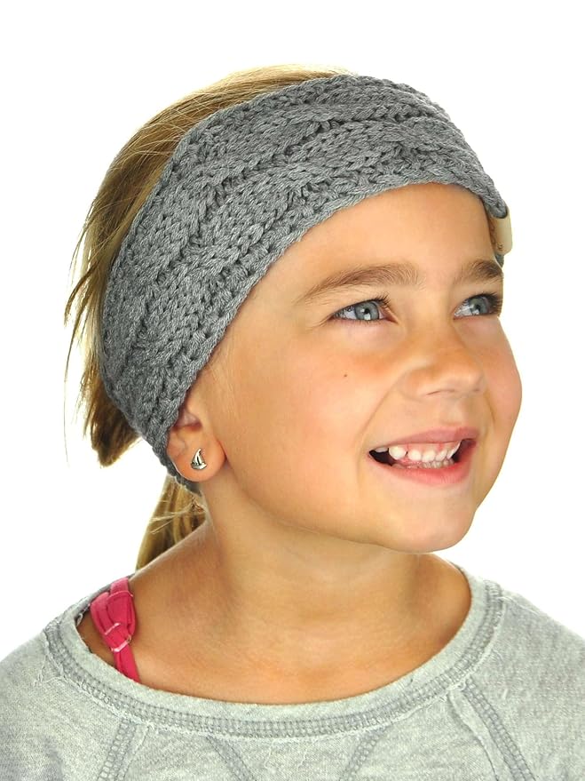 C.C Children's Kids' Winter Warm Cable Knit Fuzzy Lined Ear Warmer Headband