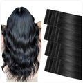 SUYYA Invisible Tape in Hair Extensions Human Hair Jet Black Seamless Injected Hand-Tied Pro Quality Virgin Human Hair 20PCS 40G/Pack Straight Tape Ins(14 inch #1 Jet Black)
