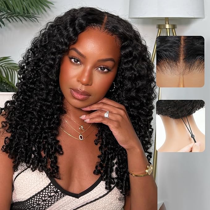 7x6 Burmese Curly Glueless Wigs Human Hair Pre Plucked Pre Cut 250% Density Drawstring Wig for Black Women 7x6 HD Lace Front Wigs Human Hair Glueless Wear and Go Nautural Color 28 Inch