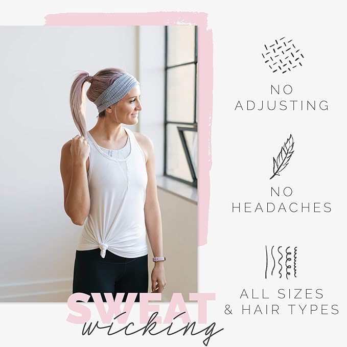 Maven Thread 4" Wide Workout Headbands for Women (2 Pack) – Non-Slip Sweatbands for Gym, Running & Yoga