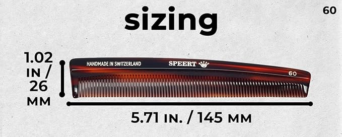 #60 Handmade Narrow Tooth Comb Tortoise Havana Acetate Fine Straight Thin Detangling Parting Grooming Teasing Hair Styling Hairdresser Barber Hairdressing Wet Dry Pocket Travel Women Men Kids
