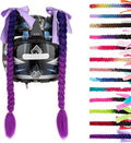 SEGO 1PCS/2PCS Helmet Pigtail Braids with Detachable Suction Cup Bowknot Ponytail Hair Many Colors (Helmet not Included)