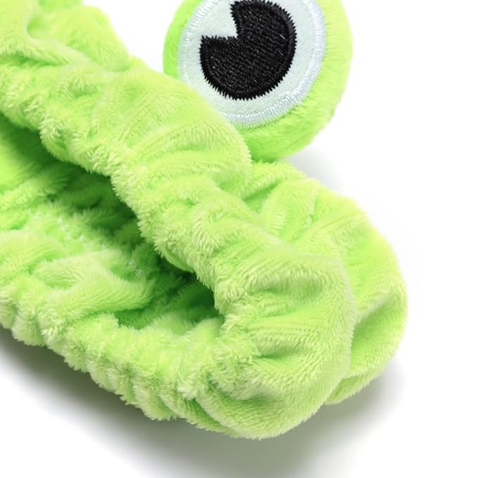 Soft Spa Headband and Wristbands for Face Washing, Cute Frog Makeup Headbands Elastic Skincare Hair Band Shower Head Wraps Hair Accessories for Women Girls