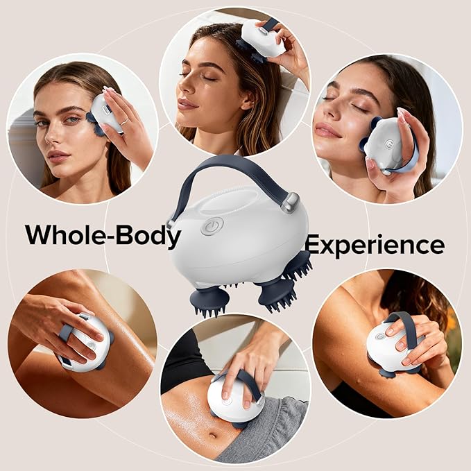 Scalp Massager, Head Massager Scalp, Tangle Resistant Design, 3 Massage Speed, Portable Head Massager, Hair Massagers with 12 Detachable Claws A Ideal Gift for Your Wife, Mom, Husband, Dad