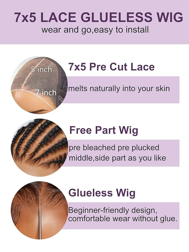 YIROO Burmese Bye Bye Knots Curly Wig Human Hair with Finger Coil Ends,Glueless Wig Human Hair Pre Plucked Pre Cut 7x5 Lace Front Wig Pre Bleached Wear and Go Beginner Friendly 150% Density 26Inch