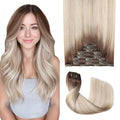 Pro2.0 Clip in Hair Extensions Real Human Hair 22inch 7pcs #8/60/18 Ash Brown to Ash Blonde Mix Platinum Real Hair Extensions Clip in Human Hair 120g（#8/60/18-22inch）