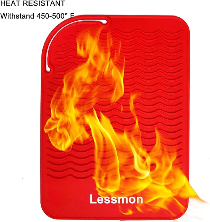 Large Heat Resistant Mat for Curling Irons, Hair Straightener, Flat Irons and Hair Styling Tools 11" x 7.5", Red