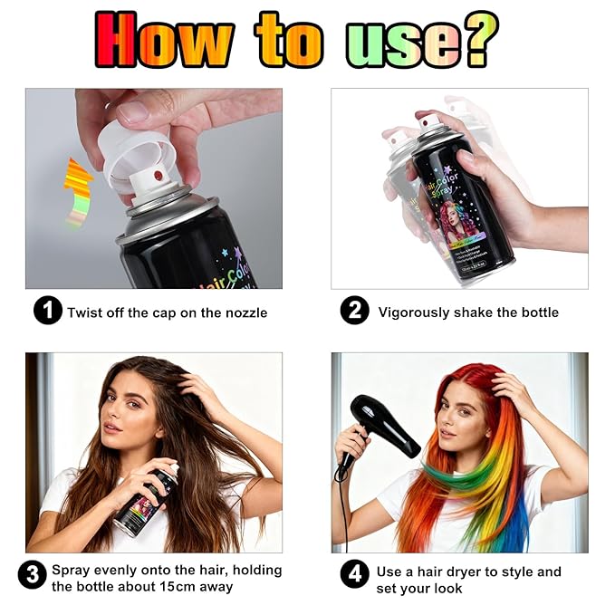 Temporary Hair Spray Color for Kids Women - One-Time Use Green Hair Spray, Vegan and Cruelty-Free Semi-Permanent Hair Color Dye (120ML,Pink)