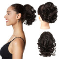 REECHO Ponytail Extension, 9" Short Curly Wavy Claw Clip Synthetic Fiber Pony tails Hair Extensions HP001 Hairpieces for Women - Deep Brown