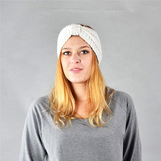 DRESHOW Knit Crochet Headband for Women Ear Warmer Soft Turban Stretch Warmer Headbands Winter Fashion Head Wrap