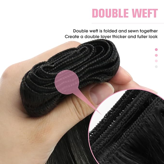 YoungSee Weft Hair Extensions Black Balayage Sew in Hair Extensions Real Human Hair Natural Black and Silver Balayage Human Hair Weft Extensions for Short Hair 70G 14Inch