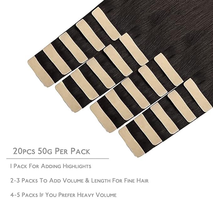 WENNALIFE Tape in Hair Extensions Human Hair, 20pcs 20 inch 50g Dark Brown to Chestnut Brown and Dirty Blonde Remy Tape Hair Extensions Real Human Hair Tape Extensions Coloured Hair Extensions
