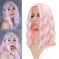 FAELBATY Light Pink Wigs For Women Curly Wavy Synthetic Women Girl's Wig Pure Pastel Cosplay Costume Halloween Wigs (14" Light Pink)