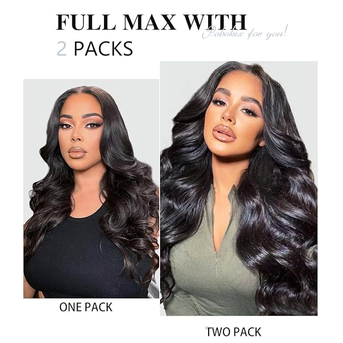 2 Pack 240g Body Wave Seamless Clip in Hair Extensions 16Pcs Full Head 15A Real Human Hair Clip ins with PU Skin Weft 20inch Natural Black