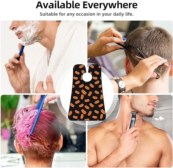 Waterproof Beard Grooming Bib, Fun Food Hotdog Hot Dogs Shave Bib, Non-Stick Hair Catcher for Shaving Trimming, Apron Essential for Men Dad