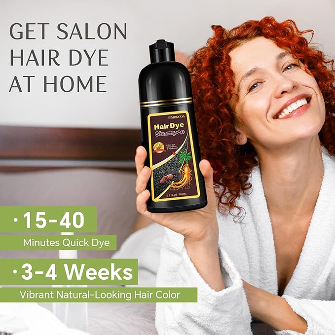 Black Hair Dye Shampoo 3 in 1, 100% Gray Reducing, Instant Hair Color for Gray Hair Coverage, Natural Black Shampoo Hair Dye for Women & Men, Easy To Use & Lasts 3-4 Weeks & All Hair Types, 16.9 fl.oz