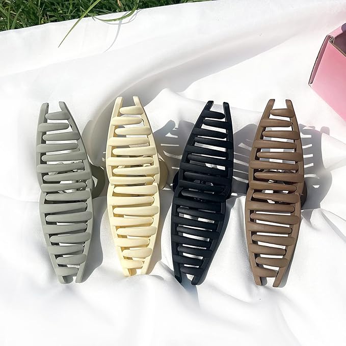 Big Hair Claw Clips Large Matte Butterfly Hair Clips 5.1" Oversize Hair Clip for Long Thick Hair Barrette Accessories for Women's and Girl's 4 PCS