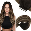 Sunny Hair Tape in Hair Extensions Human Hair, 12 Inch 40Pcs Remy Tape in Extensions Black Balayage Brown Ombre Ash Blonde Hair Extensions Tape in 60g